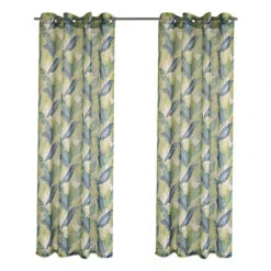 Flash Sale 😀 Vermont Country Store Island Of Palms Semi-Sheer Outdoor Grommet Top Panel Teal Taupe 😀 -Cheap Curtains Store unnamed file 1008