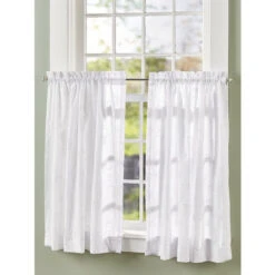 Promo 🔔 Vermont Country Store Floret Candlewick Rod Pocket Tiers White ✔️ -Cheap Curtains Store unnamed file 1081