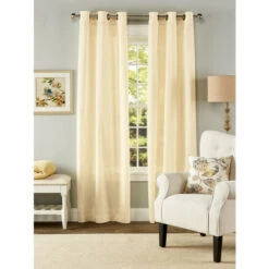 Best reviews of 😉 Vermont Country Store Striped Semi-Sheer Grommet Top Curtains Natural ⌛