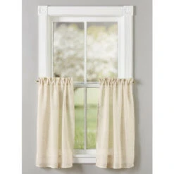 Best Sale 😍 Vermont Country Store Sheer Linen Rod Pocket Tiers Natural 😉