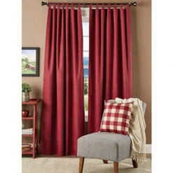 Cheap 🤩 Vermont Country Store Solid Cotton Duck Insulated Tab Top Curtains Red ⌛