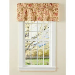 Cheapest ⌛ Vermont Country Store Hatfield Floral Rod Pocket Tailored Valance Blue ⌛