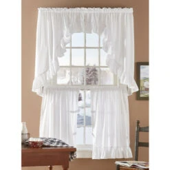 Buy 🧨 Vermont Country Store Wide Ruffles Rod Pocket Swag Pair Natural ⭐ -Cheap Curtains Store unnamed file 1276