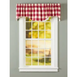 Promo 😀 Vermont Country Store Buffalo Check Lined Rod Pocket M-Shaped Valance Gray 🤩