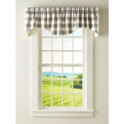 Promo 😀 Vermont Country Store Buffalo Check Lined Rod Pocket M-Shaped Valance Gray 🤩 -Cheap Curtains Store unnamed file 1299