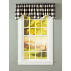 Promo 😀 Vermont Country Store Buffalo Check Lined Rod Pocket M-Shaped Valance Gray 🤩 -Cheap Curtains Store unnamed file 1300