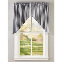 Hot Sale ✔️ Vermont Country Store Cabin Check Rod Pocket Swag Pair Black 😍 -Cheap Curtains Store unnamed file 1303