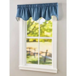 Brand new 🎉 Vermont Country Store Solid Cotton Duck Lined Rod Pocket Scalloped Valance Navy 👍 -Cheap Curtains Store unnamed file 1317