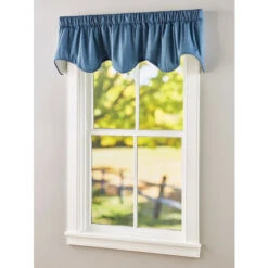 Brand new 🎉 Vermont Country Store Solid Cotton Duck Lined Rod Pocket Scalloped Valance Navy 👍 -Cheap Curtains Store unnamed file 1319