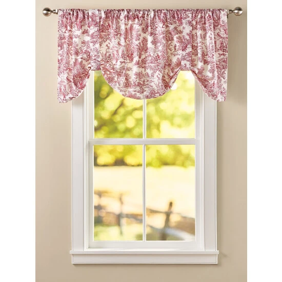 Discount ❤️ Vermont Country Store Essex Toile Rod Pocket Tie-Up Valance Gray ⭐ 2 Discount ❤️ Vermont Country Store Essex Toile Rod Pocket Tie-Up Valance Gray ⭐ - Image 2