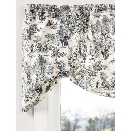 Discount ❤️ Vermont Country Store Essex Toile Rod Pocket Tie-Up Valance Gray ⭐ 3 Discount ❤️ Vermont Country Store Essex Toile Rod Pocket Tie-Up Valance Gray ⭐ - Image 3