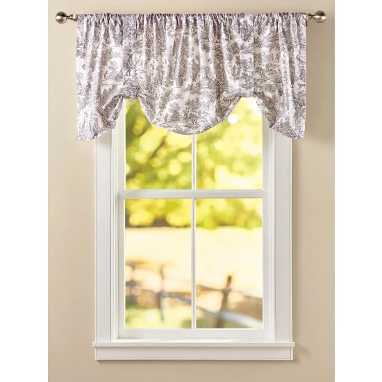 Discount ❤️ Vermont Country Store Essex Toile Rod Pocket Tie-Up Valance Gray ⭐ 5 Discount ❤️ Vermont Country Store Essex Toile Rod Pocket Tie-Up Valance Gray ⭐ - Image 5