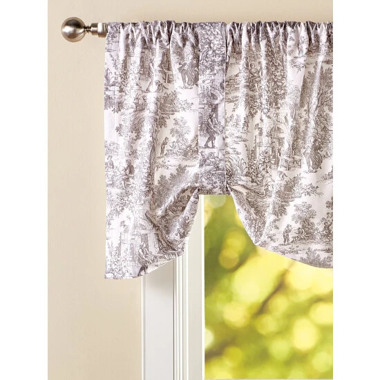 Discount ❤️ Vermont Country Store Essex Toile Rod Pocket Tie-Up Valance Gray ⭐ 6 Discount ❤️ Vermont Country Store Essex Toile Rod Pocket Tie-Up Valance Gray ⭐ - Image 6