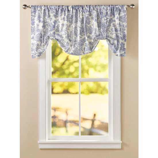 Discount ❤️ Vermont Country Store Essex Toile Rod Pocket Tie-Up Valance Gray ⭐ 8 Discount ❤️ Vermont Country Store Essex Toile Rod Pocket Tie-Up Valance Gray ⭐ - Image 8