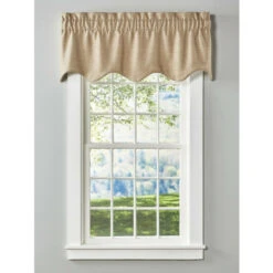 Coupon 🧨 Vermont Country Store Soft Tweed Lined Rod Pocket Scalloped Valance Natural ✔️