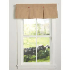 Best deal ⌛ Vermont Country Store Colebrook Check Lined Pleated Button Valance Mineral ✨ -Cheap Curtains Store unnamed file 1367