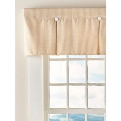 Best deal ⌛ Vermont Country Store Colebrook Check Lined Pleated Button Valance Mineral ✨ -Cheap Curtains Store unnamed file 1369