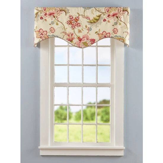 Budget 🧨 Vermont Country Store Jacobean Floral Rod Pocket Scalloped Valance Blue ❤️ 3 Budget 🧨 Vermont Country Store Jacobean Floral Rod Pocket Scalloped Valance Blue ❤️ - Image 3