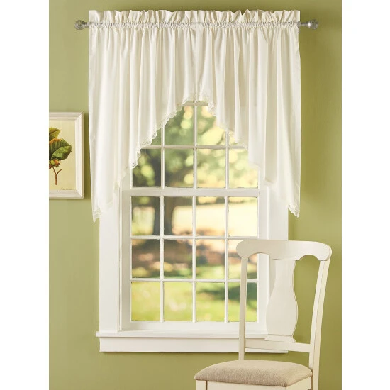 Budget ⭐ Vermont Country Store Jane's Lace Rod Pocket Swag Pair White ⭐ 4 Budget ⭐ Vermont Country Store Jane's Lace Rod Pocket Swag Pair White ⭐ - Image 4