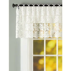 Wholesale ❤️ Vermont Country Store Floral Medallions Macrame Wide Tailored Valance Ecru ⭐ -Cheap Curtains Store unnamed file 1451