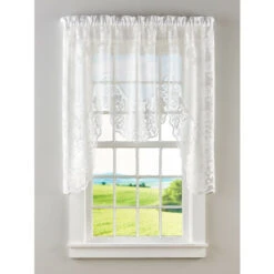 Outlet 🧨 Vermont Country Store Garden Rose Lace One-Piece Rod Pocket Swag Ecru 🔔 -Cheap Curtains Store unnamed file 1475