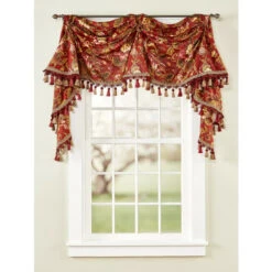 Outlet ✔️ Vermont Country Store Hearthwood Floral Victory Swag With Tassel Trim Natural 🥰 -Cheap Curtains Store unnamed file 1499