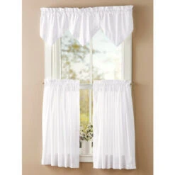 Best Pirce ⌛ Vermont Country Store Classic Hemstitch Rod Pocket Three-Piece Handkerchief Valance Natural 😉 -Cheap Curtains Store unnamed file 1524