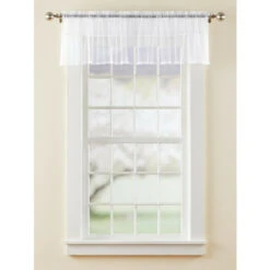Best Pirce 🌟 Vermont Country Store Point D'Esprit Rod Pocket Sheer Tailored Valance White 💯 -Cheap Curtains Store unnamed file 1546