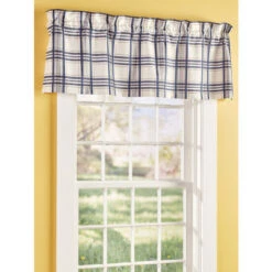 Promo ⭐ Vermont Country Store Hillside Plaid Lined Rod Pocket Tailored Valance Sage 🎉