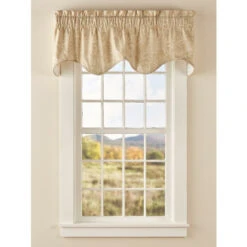 Cheap ✨ Vermont Country Store Paisley Forest Lined Rod Pocket Scalloped Valance Tan 😍