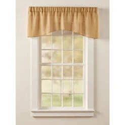 New ⌛ Vermont Country Store Sheer Linen Rod Pocket Crescent Valance Toffee ⭐
