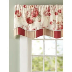 Hot Sale ⭐ Vermont Country Store Brighton Rose Lined Layered Scalloped Valance Red Floral ✨ -Cheap Curtains Store unnamed file 1636