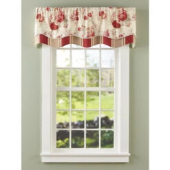 Hot Sale ⭐ Vermont Country Store Brighton Rose Lined Layered Scalloped Valance Red Floral ✨ -Cheap Curtains Store unnamed file 1637