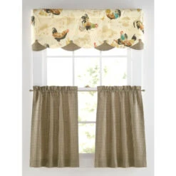 Cheapest ✔️ Vermont Country Store Rooster Strut Rod Pocket Layered Scalloped Valance Charcoal ❤️ -Cheap Curtains Store unnamed file 1640