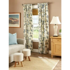 Promo ❤️ Vermont Country Store Jacobean Floral Rod Pocket Curtains Rose 👏