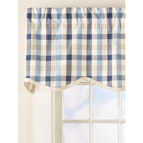 New π Vermont Country Store Homestead Check Lined Scalloped Valance Blue π 2 New π Vermont Country Store Homestead Check Lined Scalloped Valance Blue π - Image 2