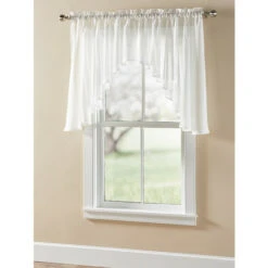 Promo ❤️ Vermont Country Store Sandy Semi-Sheer Rod Pocket Swag Pair, In 3 Sizes Natural 🌟