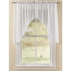 Promo ❤️ Vermont Country Store Sandy Semi-Sheer Rod Pocket Swag Pair, In 3 Sizes Natural 🌟 -Cheap Curtains Store unnamed file 1683