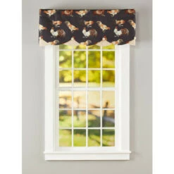 Best Pirce ⌛ Vermont Country Store Roosters On Parade Layered Button Valance Black ⭐ -Cheap Curtains Store unnamed file 1694
