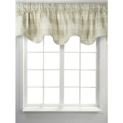 Budget 👍 Vermont Country Store Bentley Plaid Lined Rod Pocket Scalloped Valance Blue 😉