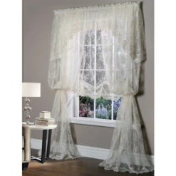 Flash Sale 🧨 Vermont Country Store Enchanted Gardens Lace Tailored Valance White 🎁