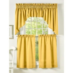 Cheapest 🤩 Vermont Country Store Carolyn's Colorful Rod Pocket Ruffled Swag Pair Yellow ✨ -Cheap Curtains Store unnamed file 1776