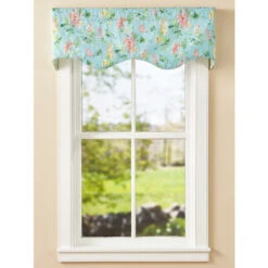 Best Sale 😉 Vermont Country Store Wisteria Lined Rod Pocket Scalloped Valance Light Blue 🧨