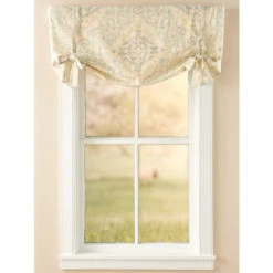 Outlet β Vermont Country Store Antiqued Watercolor Rod Pocket Tie-Up Valance Celadon π