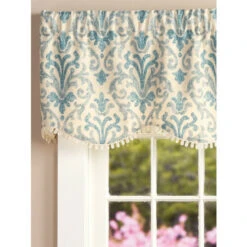 Best deal 💯 Vermont Country Store Venetian Brocade Lined Rod Pocket Scalloped Valance Blue ⭐ -Cheap Curtains Store unnamed file 1886