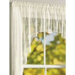 Best Pirce 🔔 Vermont Country Store Divine Sheer Rod Pocket Swag Pair White ⌛ -Cheap Curtains Store unnamed file 1950