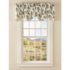 Discount β Vermont Country Store Jacobean Garden Rod Pocket Scalloped Valance Blue Floral β