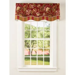 Budget ✔️ Vermont Country Store Hearthwood Floral Layered Scalloped Valance Red Floral ✔️ -Cheap Curtains Store unnamed file 2058