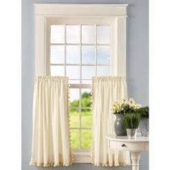 Wholesale ✔️ Vermont Country Store Classic Ball Fringe Rod Pocket Tiers White 💯