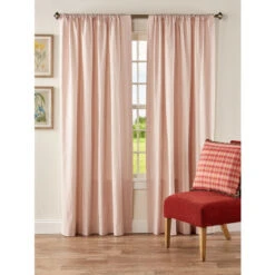 New ❤️ Vermont Country Store Ticking Stripe Rod Pocket Curtains Red 🌟